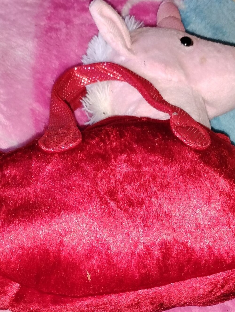 Kids' Pink Unicorn Red Plush Handbag